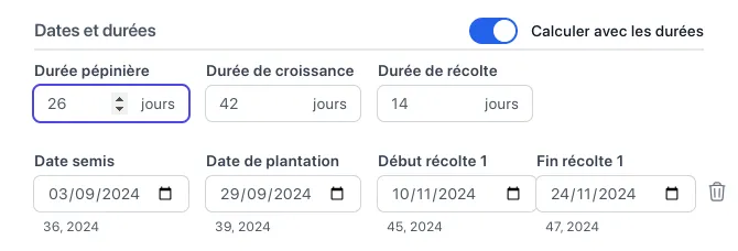 Ajout de séries, durées