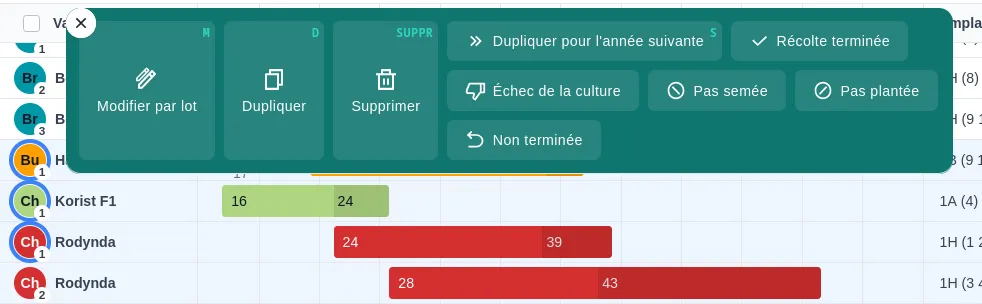 Bouton de modification par lots