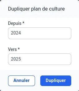Formulaire de duplication du plan de culture