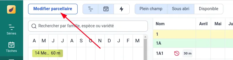 Bouton de modification du parcellaire
