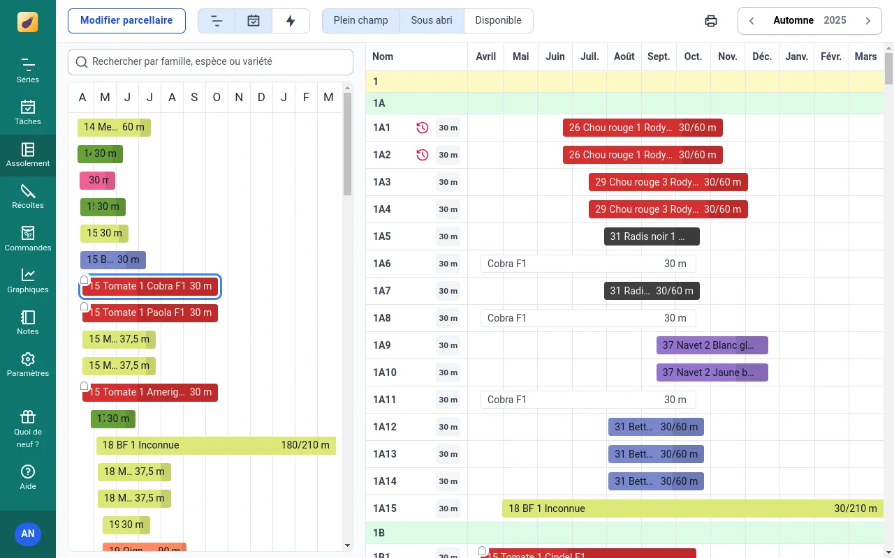Série à affecter sélectionnée