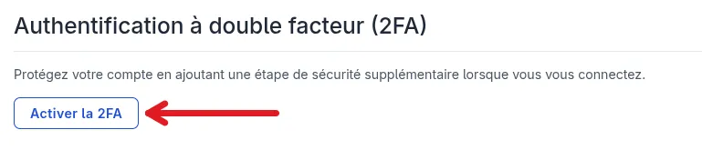 Bouton activer la 2FA