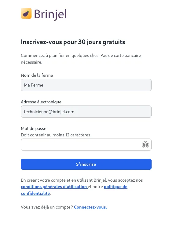 Membres de l&#x27;équipe, création de compte