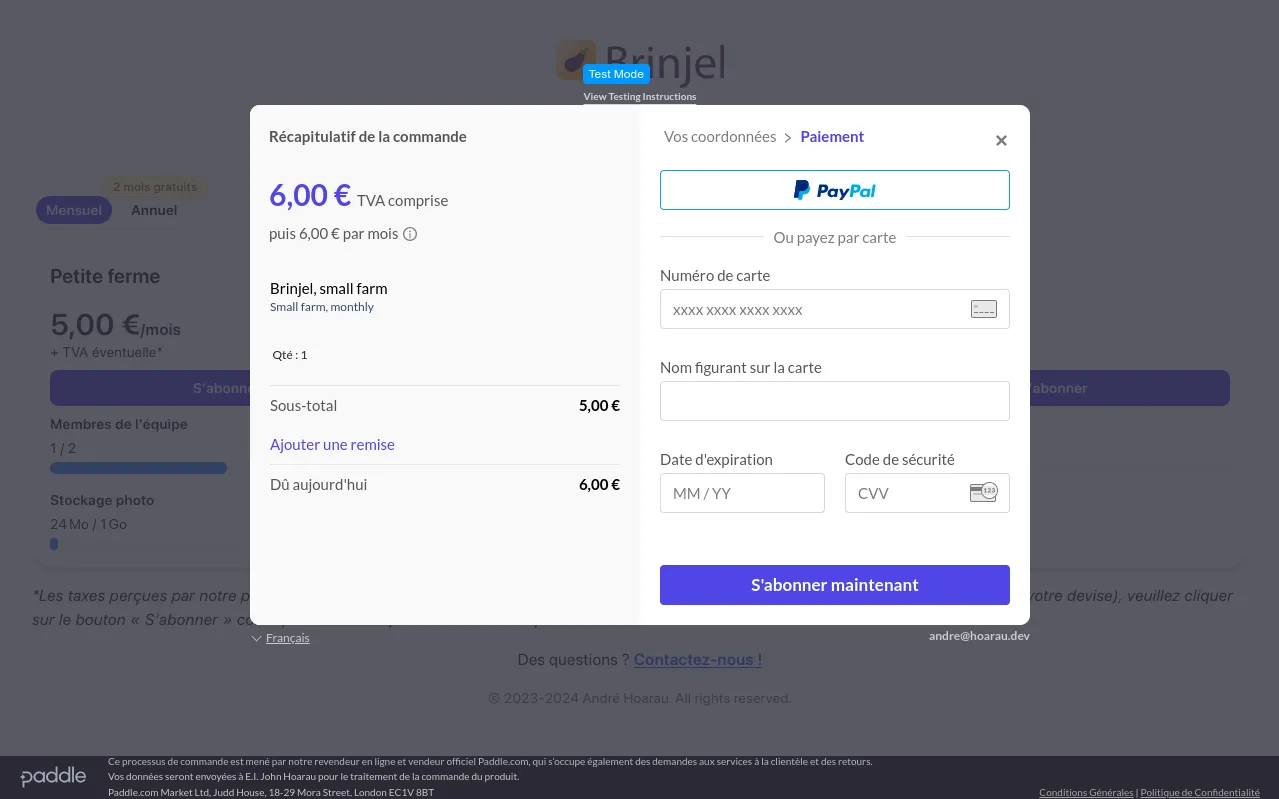 Abonnement, paiement