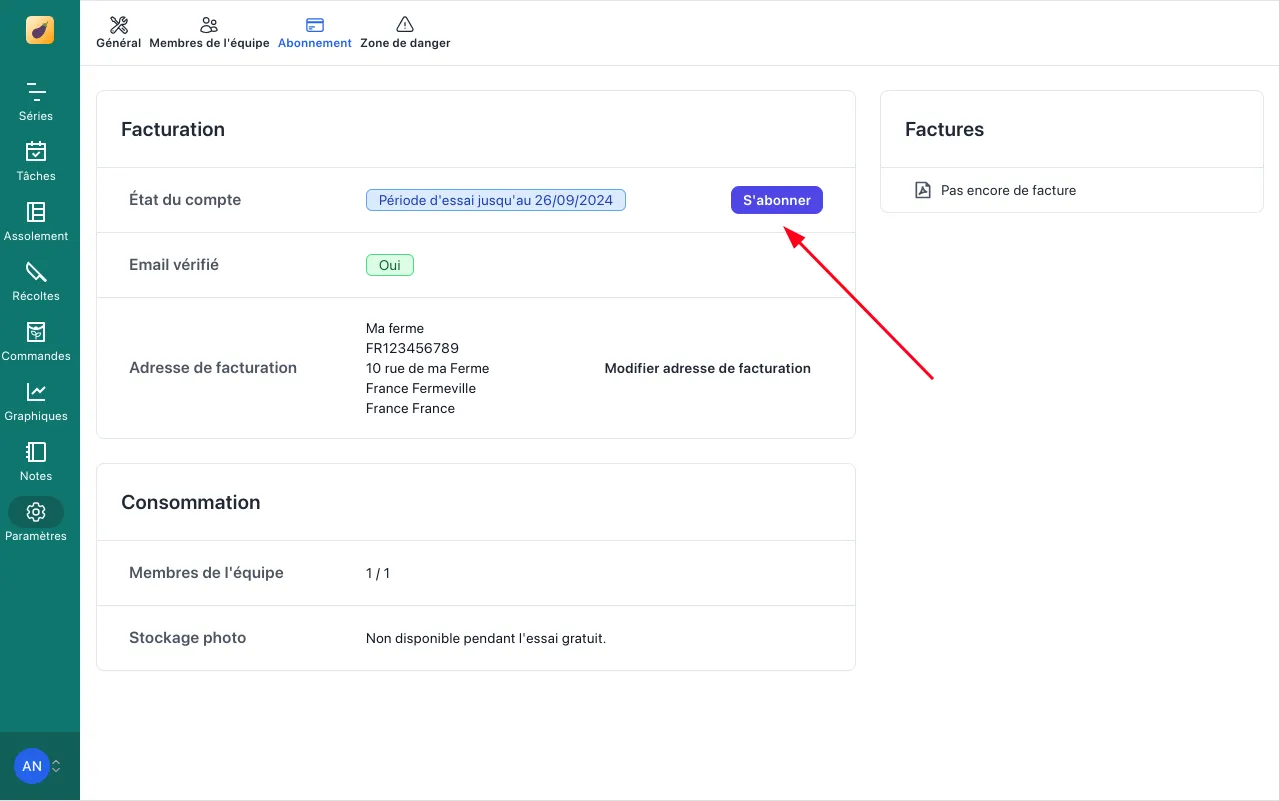 Abonnement, bouton S'abonner