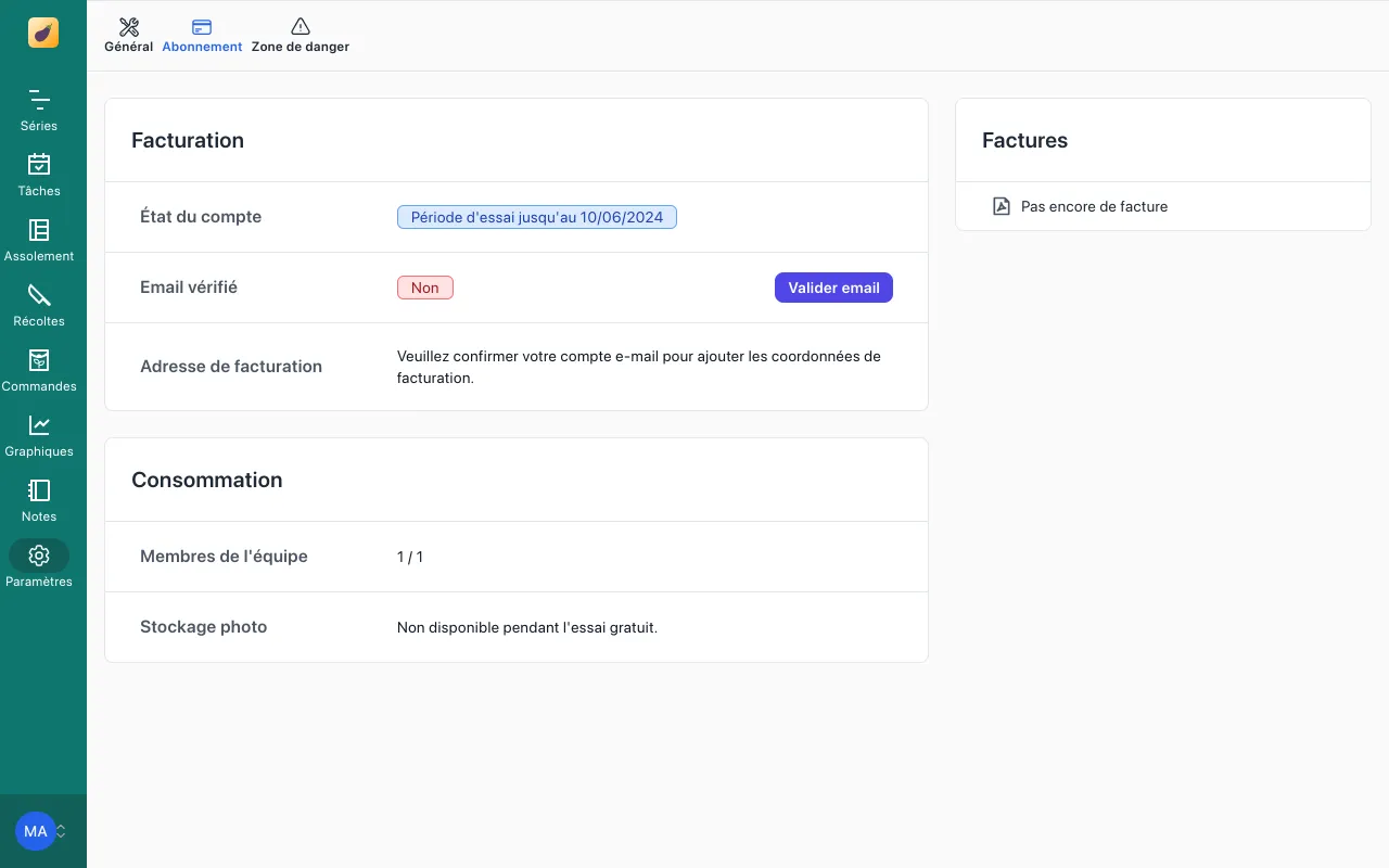 Abonnement, validation de l'adresse requise