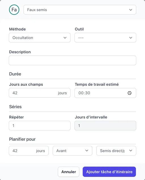 Fenêtre d'ajout de tâche