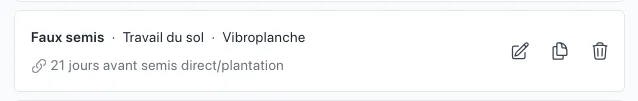 Boutons modifier, dupliquer et supprimer une tâche