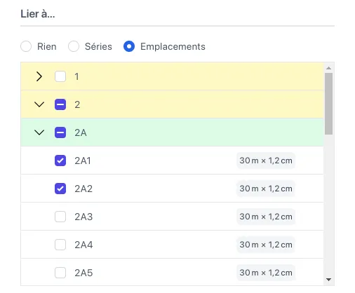 Ajout de séries, emplacements