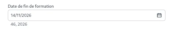 Formulaire de création de fermes de formation, champ date de fin de formation