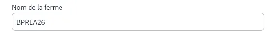 Formulaire de création de fermes de formation, champ nom